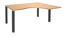 Bureau compact EXPRIM - L160 cm - Retour droite - Plateau imitation Hêtre - Pieds carbone (Pieds de renfort obligatoire à rajouter - non inclus)