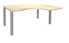 Bureau compact EXPRIM - L160 cm - Retour droite - Plateau imitation Erable - Pieds alu (Pieds de renfort obligatoire à rajouter - non inclus)