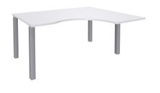 Bureau compact EXPRIM - L160 cm - Retour droite - Plateau Blanc perle - Pieds alu (Pieds de renfort obligatoire à rajouter - non inclus)