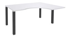 Bureau compact EXPRIM - L160 cm - Retour droite - Plateau Blanc perle - Pieds carbone (Pieds de renfort obligatoire à rajouter - non inclus)