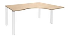 Bureau compact EXPRIM - L160 cm - Retour droite - Plateau imitation Chêne clair - Pieds blanc (Pieds de renfort obligatoire à rajouter - non inclus)