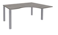 Bureau compact EXPRIM - L160 cm - Retour droite - Plateau imitation Chêne gris - Pieds alu (Pieds de renfort obligatoire à rajouter - non inclus)