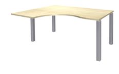 Bureau compact EXPRIM - L160 cm - Retour gauche - Plateau imitation Erable - Pieds alu (Pieds de renfort obligatoire à rajouter - non inclus)