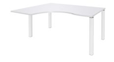 Bureau compact EXPRIM - L160 cm - Retour gauche - Plateau Blanc perle - Pieds blanc (Pieds de renfort obligatoire à rajouter - non inclus)