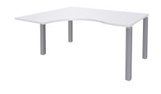 Bureau compact EXPRIM - L160 cm - Retour gauche - Plateau Blanc perle - Pieds alu (Pieds de renfort obligatoire à rajouter - non inclus)