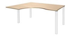 Bureau compact EXPRIM - L160 cm - Retour gauche - Plateau imitation Chêne clair - Pieds blanc (Pieds de renfort obligatoire à rajouter - non inclus)