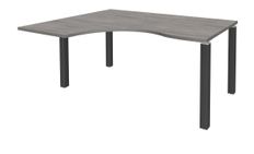 Bureau compact EXPRIM - L160 cm - Retour gauche - Plateau imitation Chêne gris - Pieds carbone (Pieds de renfort obligatoire à rajouter - non inclus)