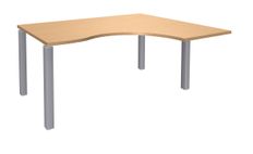 Bureau compact EXPRIM - L180 cm - Retour droite - Plateau imitation Hêtre - Pieds alu (Pieds de renfort obligatoire à rajouter - non inclus)