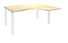 Bureau compact EXPRIM - L180 cm - Retour droite - Plateau imitation Erable - Pieds blanc (Pieds de renfort obligatoire à rajouter - non inclus)