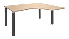 Bureau compact EXPRIM - L180 cm - Retour droite - Plateau imitation Chêne clair - Pieds carbone (Pieds de renfort obligatoire à rajouter - non inclus)