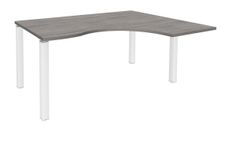 Bureau compact EXPRIM - L180 cm - Retour droite - Plateau imitation Chêne gris - Pieds blanc (Pieds de renfort obligatoire à rajouter - non inclus)