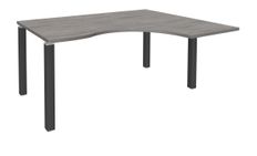 Bureau compact EXPRIM - L180 cm - Retour droite - Plateau imitation Chêne gris - Pieds carbone (Pieds de renfort obligatoire à rajouter - non inclus)