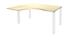 Bureau compact EXPRIM - L180 cm - Retour gauche - Plateau imitation Erable - Pieds blanc (Pieds de renfort obligatoire à rajouter - non inclus)