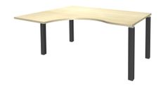 Bureau compact EXPRIM - L180 cm - Retour gauche - Plateau imitation Erable - Pieds carbone (Pieds de renfort obligatoire à rajouter - non inclus)