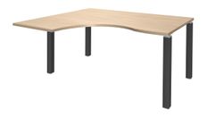 Bureau compact EXPRIM - L180 cm - Retour gauche - Plateau imitation Chêne clair - Pieds carbone (Pieds de renfort obligatoire à rajouter - non inclus)