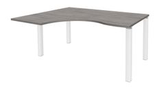 Bureau compact EXPRIM - L180 cm - Retour gauche - Plateau imitation Chêne gris - Pieds blanc (Pieds de renfort obligatoire à rajouter - non inclus)