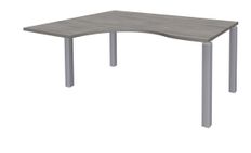 Bureau compact EXPRIM - L180 cm - Retour gauche - Plateau imitation Chêne gris - Pieds alu (Pieds de renfort obligatoire à rajouter - non inclus)