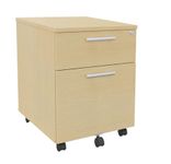 Caisson mobile EXPRIM/LOFTER/LEVEL - L43 x H56 x P60 cm - 2 tiroirs dont 1 DS - Imitation Hêtre