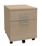 Caisson mobile LEVEL/STEELY/WOODY - L43 x H56 x P60 cm - 2 tiroirs dont 1 DS - imitation Chêne clair