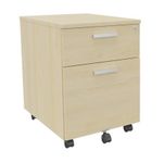 Caisson mobile LEVEL/STEELY/WOODY - L43 x H56 x P60 cm - 2 tiroirs dont 1 DS - Imitation Erable