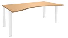 Bureau vague symétrique EXPRIM - L180 cm - Plateau imitation Hêtre - Pieds blanc