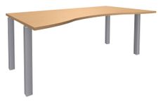 Bureau vague symétrique EXPRIM - L180 cm - Plateau imitation Hêtre - Pieds alu