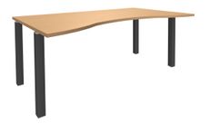 Bureau vague symétrique EXPRIM - L180 cm - Plateau imitation Hêtre - Pieds carbone