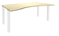Bureau vague symétrique EXPRIM - L180 cm - Plateau imitation Erable - Pieds blanc