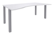 Bureau vague symétrique EXPRIM - L180 cm - Plateau Blanc perle - Pieds alu