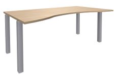 Bureau vague symétrique EXPRIM - L180 cm - Plateau imitation Chêne clair - Pieds alu