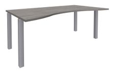 Bureau vague symétrique EXPRIM - L180 cm - Plateau imitation Chêne gris - Pieds alu