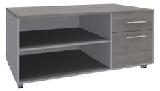 Console mobile EXPRIM/LOFTER/LEVEL - L120 x H63 x P60 cm - 2 tiroirs dont 1 DS - coté aluminium - finition façade et dessus imitation Chêne gris