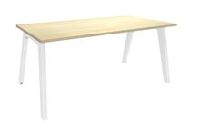 Bureau simple STEELY - L160 cm - pied blanc - plateau imitation Erable