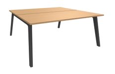 Bureau double STEELY - L140 cm - Elément de départ - Pieds carbone - plateau imitation Hêtre