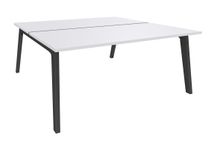 Bureau double STEELY - L140 cm - Elément de départ - Pieds carbone - plateau Blanc perle