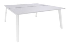 Bureau double STEELY - L180 cm - Elément de départ - Pieds blanc - plateau Blanc Perle