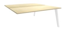 Bureau double STEELY - L120 cm - Elément suivant - Pieds blanc - plateau imitation Erable