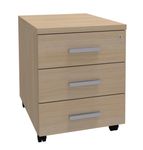 Caisson mobile LEVEL/STEELY/WOODY - L43 x H56 x P60 cm - 3 tiroirs - imitation Chêne clair