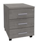 Caisson mobile LEVEL/STEELY/WOODY - L43 x H56 x P60 cm - 3 tiroirs - Imitation Chêne gris