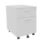 Caisson mobile LEVEL/STEELY/WOODY - L43 x H56 x P60 cm - 2 tiroirs dont 1 DS - Blanc perle