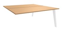 Bureau double STEELY - L180 cm - Elément suivant - Pieds blanc - plateau imitation Hêtre