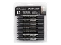 Promarker Brush - Pack de 12 stylos pinceaux et marqueurs - gris