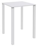 Table Lounge - L80xH105xP80 cm - 4 Pieds blanc - plateau blanc perle