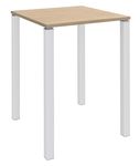 Table Lounge - L80xH105xP80 cm - 4 Pieds blanc - plateau imitation chêne clair