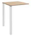 Table Lounge - L80xH105xP80 cm - 2 Pieds blanc - plateau imitation chêne clair