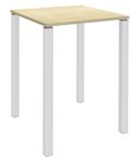 Table Lounge - L80xH105xP80 cm - 4 Pieds blanc - plateau imitation érable