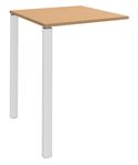 Table Lounge - L80xH105xP80 cm - 2 pieds blanc - plateau imitation hêtre