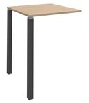 Table Lounge - L80xH105xP80 cm - 2 pieds carbonne - plateau imitation chêne clair