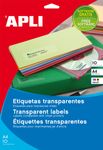 Apli Agipa - 240 Étiquettes adhésives transparentes - 70 x 37 mm - Impression jet d'encre - coins droits - réf 10051