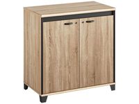 Armoire mi-haute MAMBO - L80 x H82 x P46 - 2 portes - Chêne Sonoma/noir